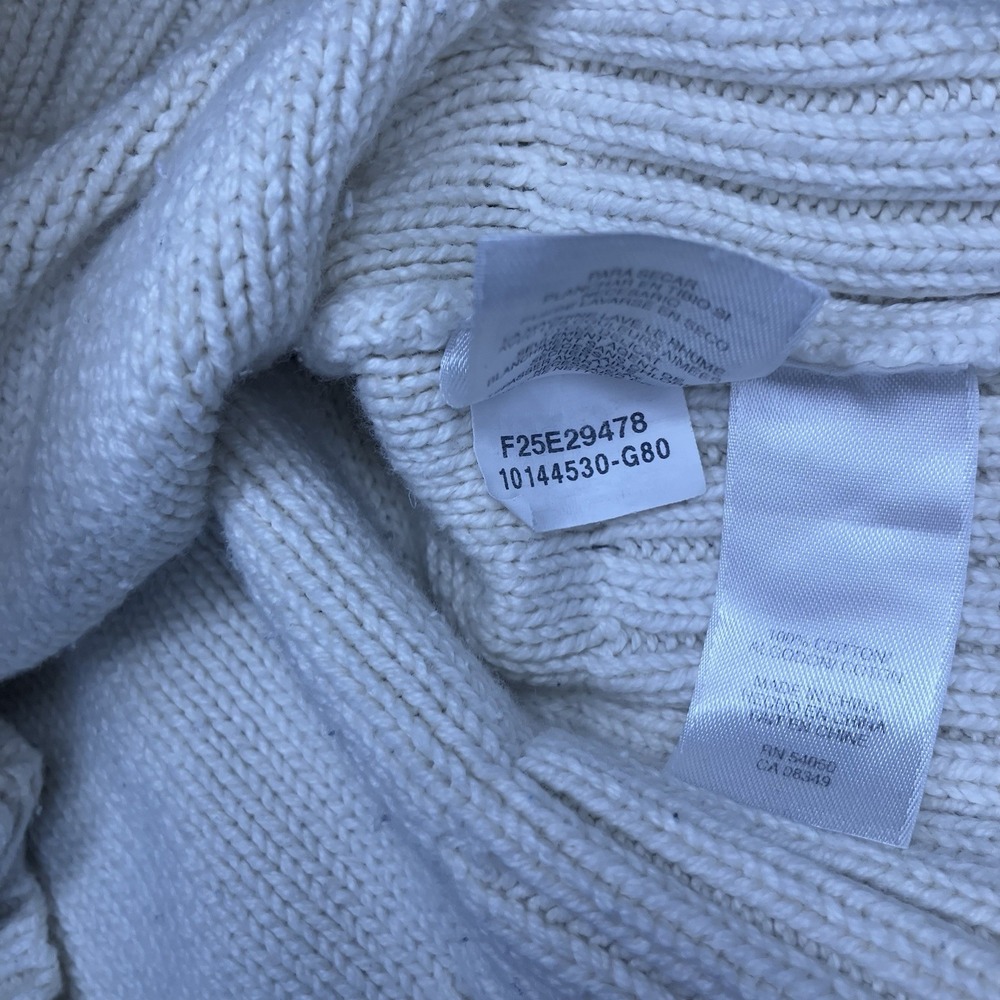 Cream Cable Knit V-Neck Sweater Tenniscore/Après Ski Style Sz Large Soft Winter - Picture 9 of 11